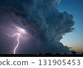 Electric Fury A Dramatic Cloud-to-Ground Lightning Bolt from a Cumulonimbus Storm 131905453