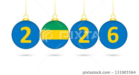 Gabon Flag Christmas Balls 2026 Decoration. Gabon Flag Christmas Balls 2026 Decoration. 131905564