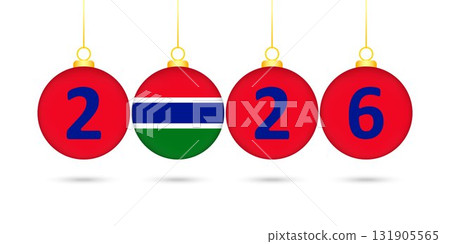 Gambia Flag Christmas Balls 2026 Decoration. 131905565
