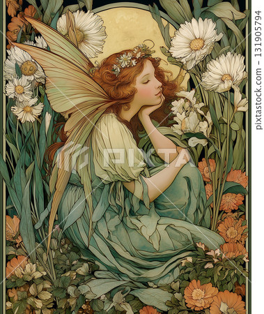 Tranquil Garden Fairy | Fantasy Art Nouveau 131905794