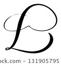 Black calligraphic vector letter L hand drawn forming part an elegant projects and design alphabet initial 131905795