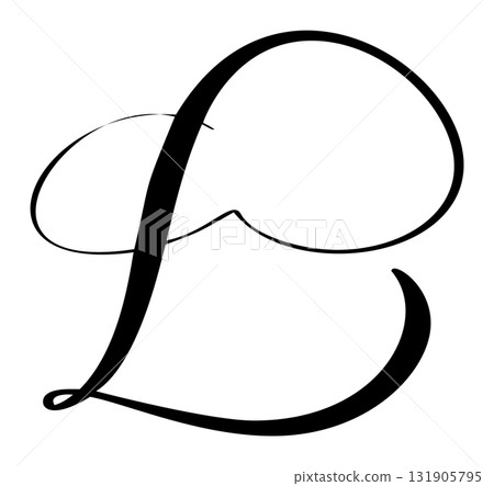 Black calligraphic vector letter L hand drawn forming part an elegant projects and design alphabet initial 131905795