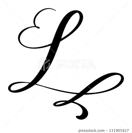 Vector calligraphy hand drawn letter L icon logo. Script font. style Handwritten brush 131905827