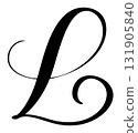Black calligraphic vector letter L hand drawn forming part an elegant alphabet and design initial projects 131905840