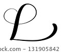 Hand drawn vector calligraphy letter L with heart. Script capital font logo. flourish brush style Handwritten 131905842