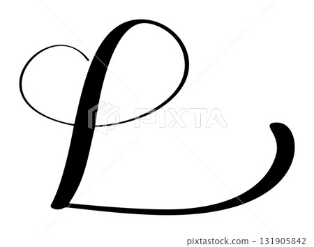 Hand drawn vector calligraphy letter L with heart. Script capital font logo. flourish brush style Handwritten 131905842