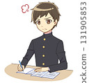 穿校服的男孩生氣地學習 131905853