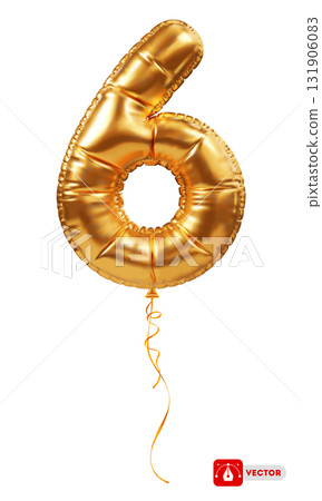 Golden Foil Balloon in Form of Number 6 Golden Foil Balloon in Form of Number 6 131906083