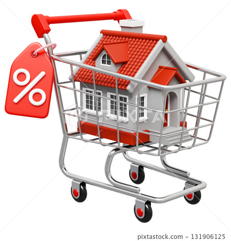House in Shopping Cart Real Estate Purchase Concept 131906125