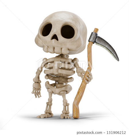 Cute skeleton with scythe 3D 131906212