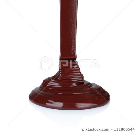 Pouring chocolate isolated on transparent background 131906544