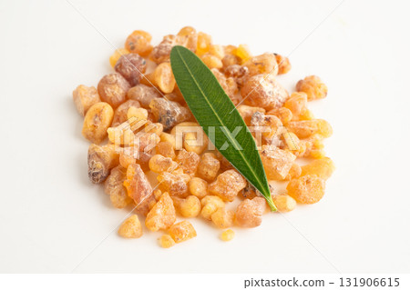Frankincense or olibanum aromatic resin isolated on white background used in incense and perfumes. Frankincense or olibanum aromatic resin isolated on white background used in incense and perfumes. 131906615