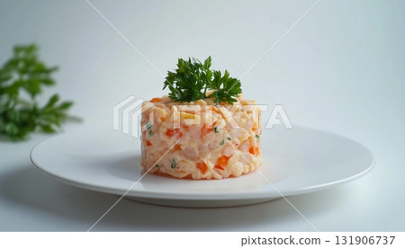Fried fish tartar fillet seafood meal appetizer on white plate Fried fish tartar fillet seafood meal appetizer on white plate 131906737