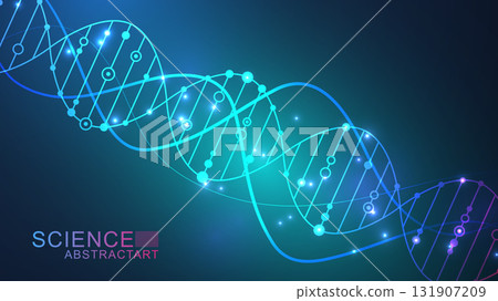 Molecular structure DNA, atom, neurons. Medical, technology, chemistry, science background. Science concept for your design. Connected lines with dots. Vector illustration. Molecular structure DNA, atom, neurons. Medical, technology, chemistry, science background. Science concept for your design. Connected lines with dots. Vector illustration. 131907209