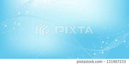 Global network connection website header or banner design. Abstract background with connecting dots and lines. Global business. Social network communication. Internet technology. Vector illustration 131907233