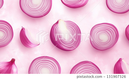 close up of red onion on a white background close up of red onion on a white background 131907326