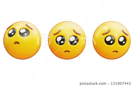 Three Pleading Face Emoji 3D graphic 131907443