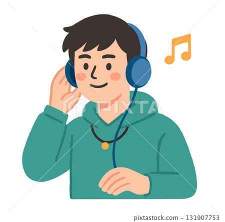 Illustration of young people listening to music Illustration of young people listening to music 131907753