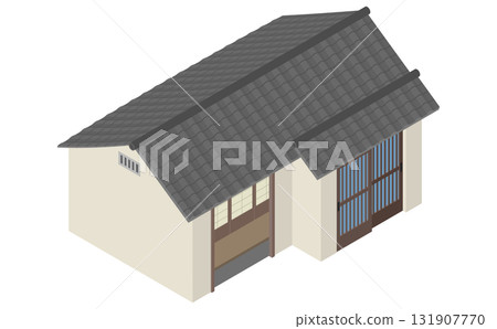 Isometric illustration: Japanese-style single-story house Isometric illustration: Japanese-style single-story house 131907770