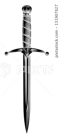 Dagger Medieval Knight Knife Sword Vintage Woodcut Dagger Medieval Knight Knife Sword Vintage Woodcut 131907827