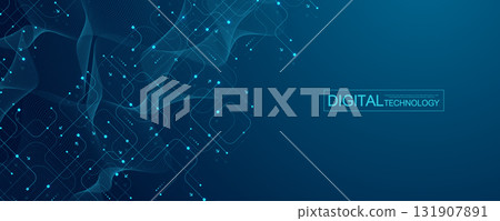 Motherboard technology circuit board background texture design. Creative idea AI banner concept for internet technology. Digital motherboard concept for poster, cover, banner, header, web template 131907891