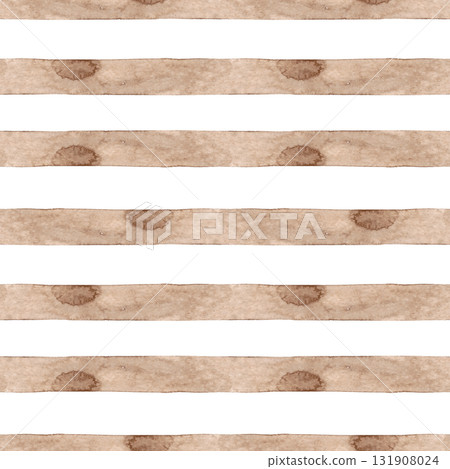 Seamless striped pattern. Brown watercolor stripes imitating the cut of light wood. A simple and straightforward print for pillows, tablecloths, and other fabrics. Contemporary style 131908024