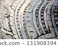 Details of the white stucco carving of the Naga are a reflection of the faith in Buddhism and the gods of Buddhists in Thailand 131908394