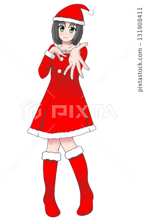  聖誕老人服裝的女孩 131908411