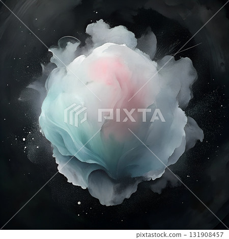 Abstract Smoke Shaped Circle with Turquoise and Red Strokes on Dark Background Abstract Smoke Shaped Circle with Turquoise and Red Strokes on Dark Background 131908457