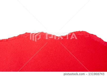 Red torn cardboard on a white background Red torn cardboard on a white background 131908743