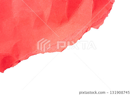 Red torn cardboard on a white background 131908745