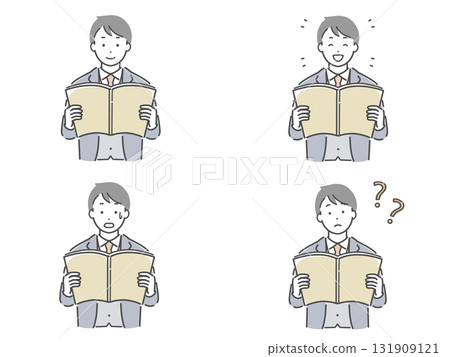 Male office worker reading a book 131909121