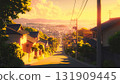黃昏的住宅區和斜坡風景 131909445