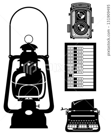 items retro old vintage icons black silhouette cartoon stock vector illustration items retro old vintage icons black silhouette cartoon stock vector illustration 131909495