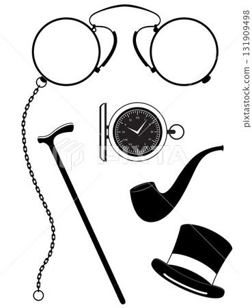 retro mens accessories black silhouette cartoon stock vector illustration 131909498