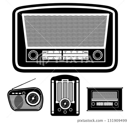 radio items retro old vintage icons black silhouette cartoon stock vector illustration radio items retro old vintage icons black silhouette cartoon stock vector illustration 131909499