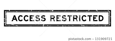 Grunge black access restricted word square rubber seal stamp on white bacckground 131909721