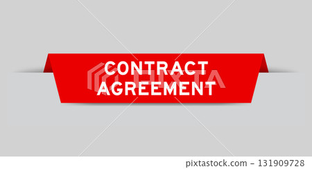 Red color inserted label with word contract agreement on gray background Red color inserted label with word contract agreement on gray background 131909728