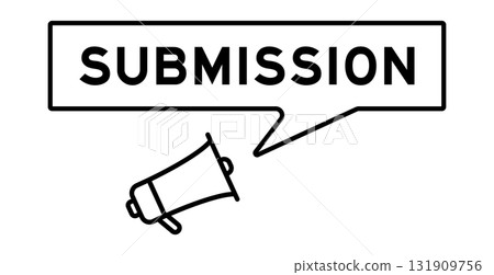 Megaphone icon with speech bubble in word submission on white background Megaphone icon with speech bubble in word submission on white background 131909756