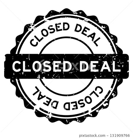 Grunge black closed deal word round seal stamp on white background 131909766