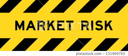 Yellow and black color with line striped label banner with word market risk Yellow and black color with line striped label banner with word market risk 131909783