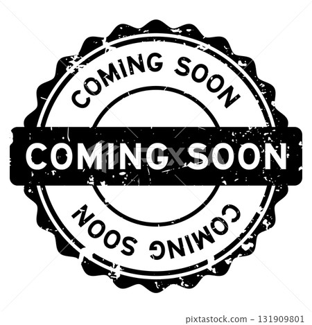 Grunge black coming soon word round seal stamp on white background Grunge black coming soon word round seal stamp on white background 131909801