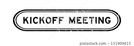 Grunge black kickoff meeting word rubber seal stamp on white background 131909815
