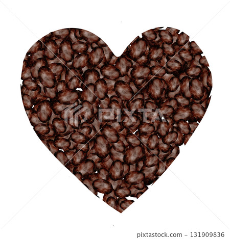 Cocoa bean heart shaped watercolor. Hand-drawn cocoa fruit on a white background. Food clip art. Ideal for packaging chocolate and cocoa powder. Cocoa bean heart shaped watercolor. Hand-drawn cocoa fruit on a white background. Food clip art. Ideal for packaging chocolate and cocoa powder. 131909836