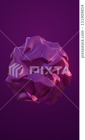 Abstract glossy purple 3D shape with smooth folds and reflections on a violet background Abstract glossy purple 3D shape with smooth folds and reflections on a violet background 131909854