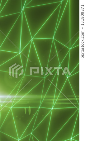 Abstract green glowing network of triangular lines with a soft light flare effect Abstract green glowing network of triangular lines with a soft light flare effect 131909871