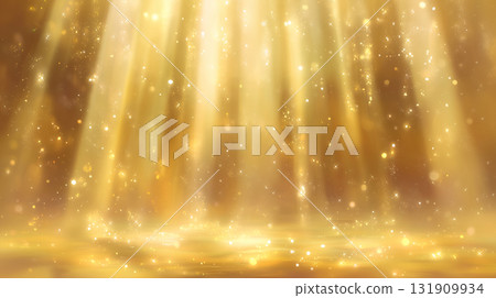 金色光芒和閃閃發光的粒子的幻想背景 金色光芒和閃閃發光的粒子的幻想背景 131909934