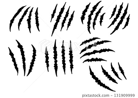 Claw marks, wounds, and cuts vector set | Horror, action, Halloween design material Claw marks, wounds, and cuts vector set | Horror, action, Halloween design material 131909999
