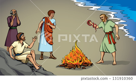Vector drawing. A snake bit a man's hand Vector drawing. A snake bit a man's hand 131910360