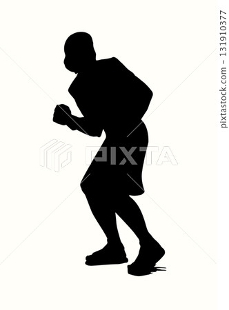 Vector drawing. Adult man flee with fear 131910377